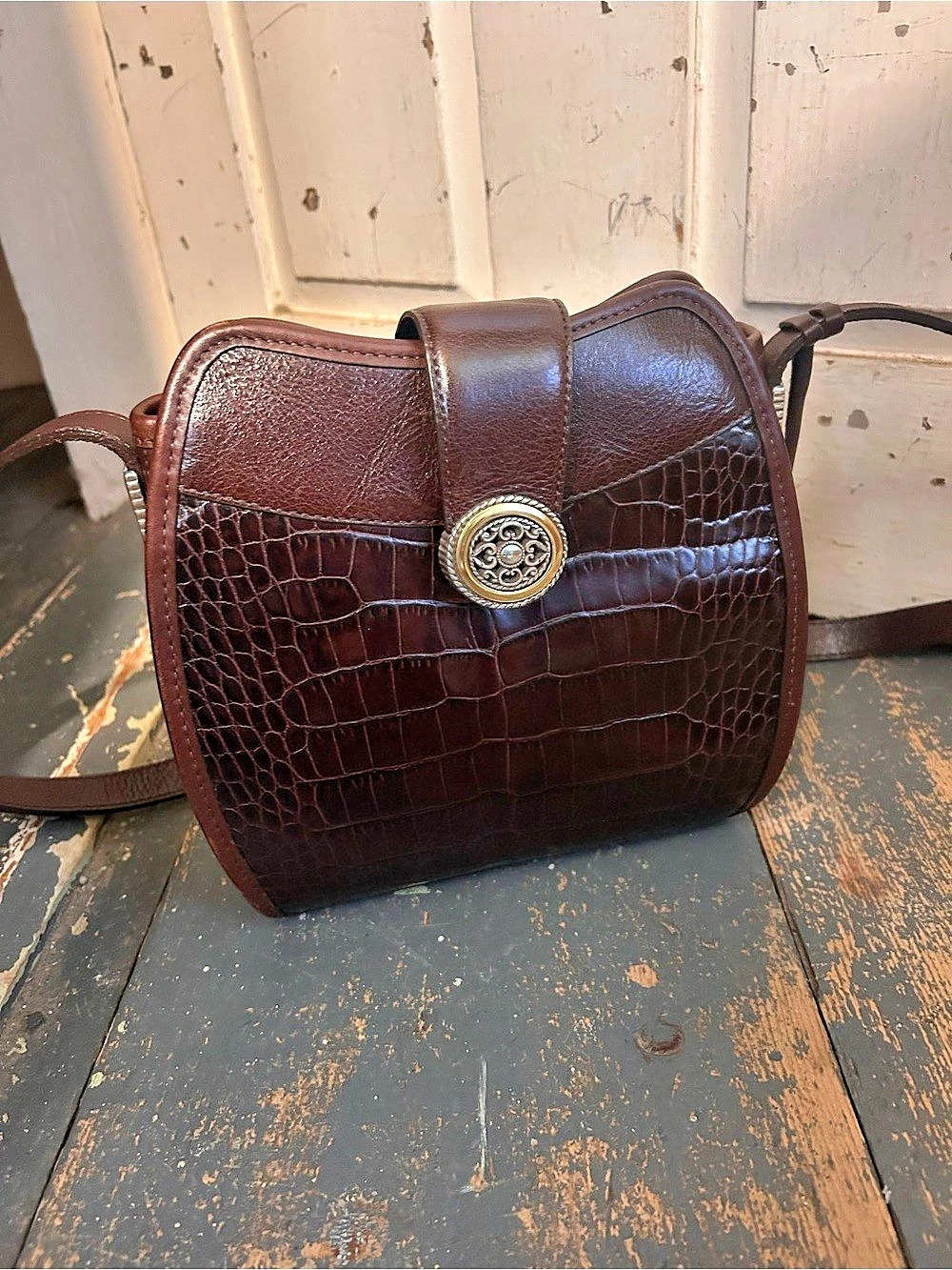 Brighton Amour Brown Leather Crossbody Bag